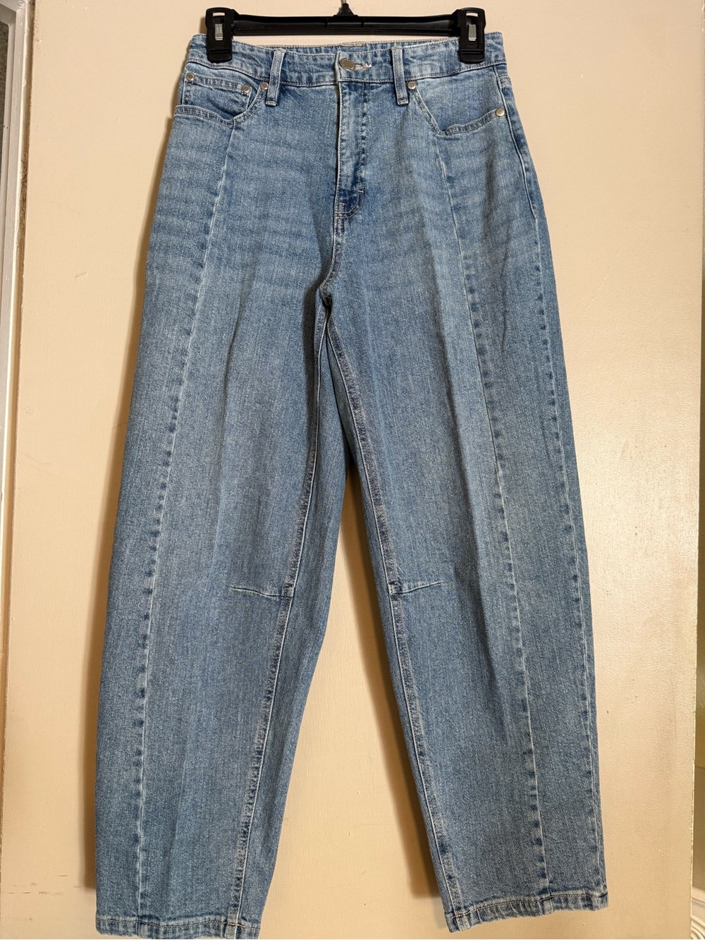 High-Rise Straight Leg Barrel Jeans in Light Blue Wash — Women's